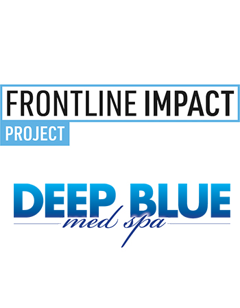 Frontline Impact Project logo and Deep Blue Med Spa logo