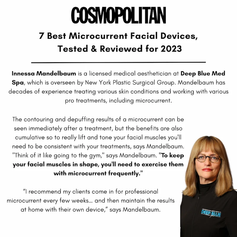 Innessa Mandelbaum featured In Cosmopolitan on Top Microcurrent Devices