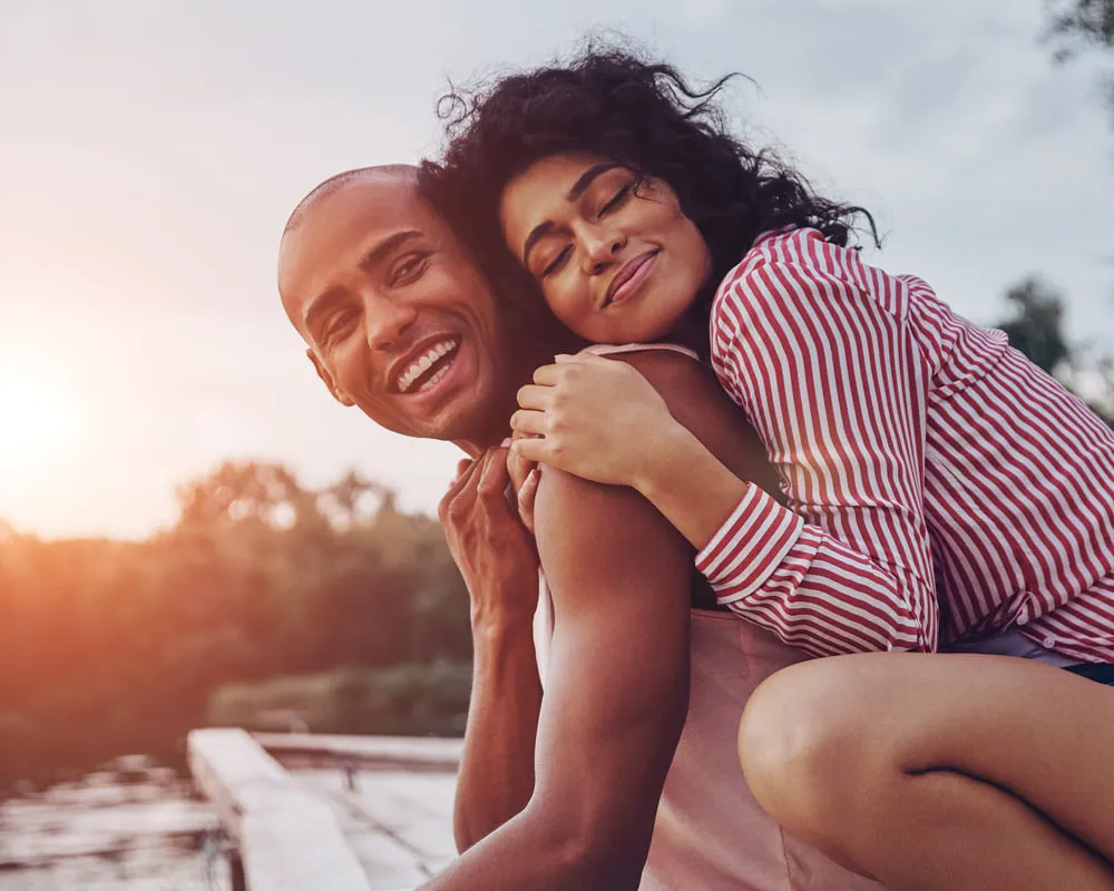 happy couple during sunset