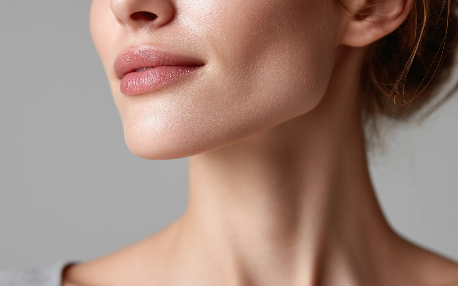 woman with a tight jawline