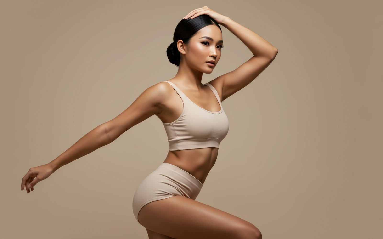 beautiful woman posing in undergarments with smooth skin