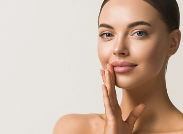 Face close up beautiful woman eyes lips smile female