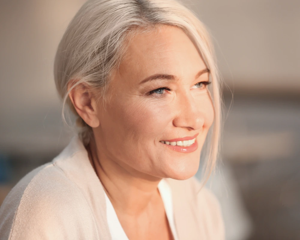 beautiful older woman with smooth skin