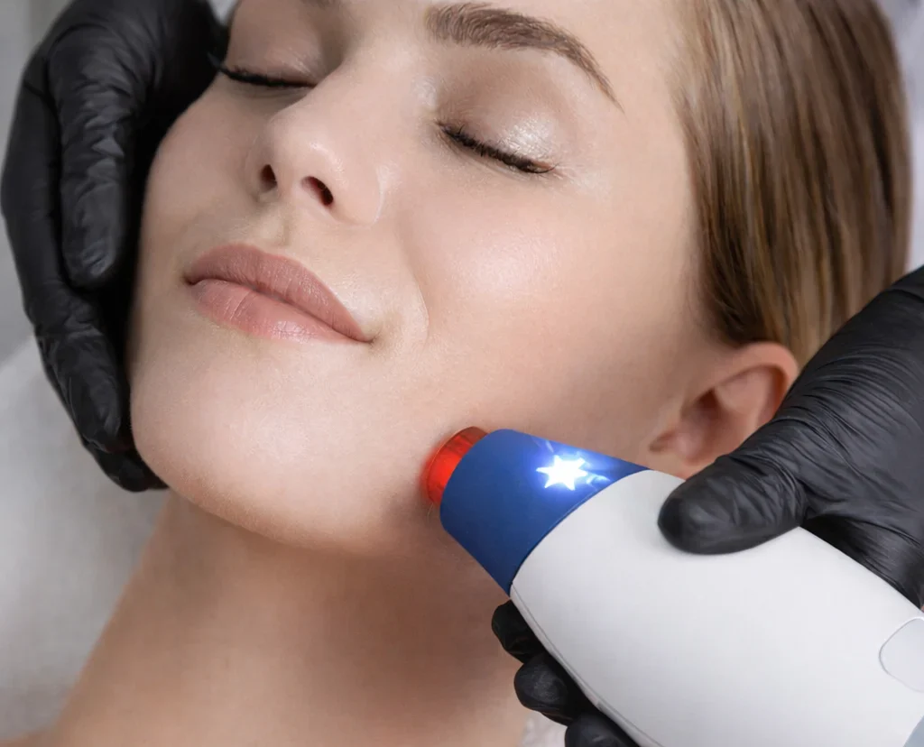 patient during clear + brilliant laser treatment