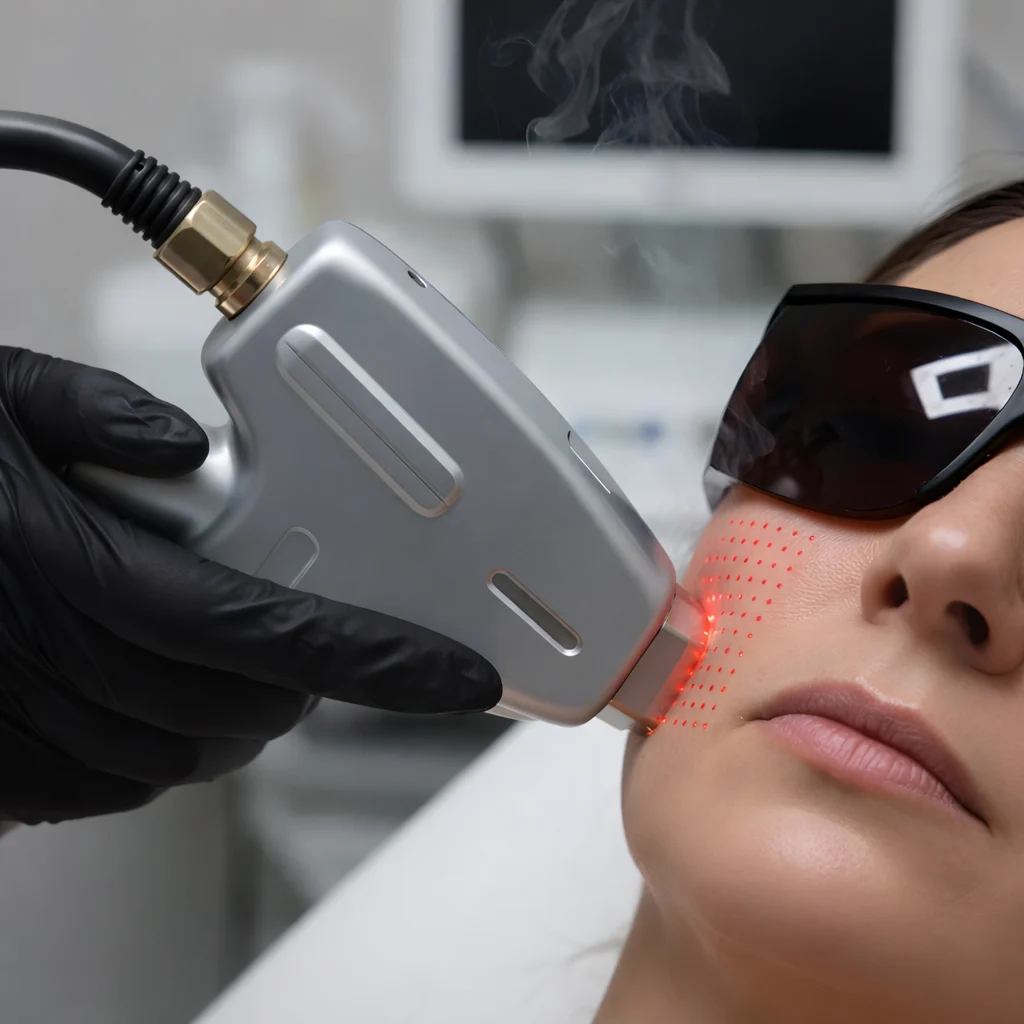 patient being treated with co2 laser for skin resurfacing
