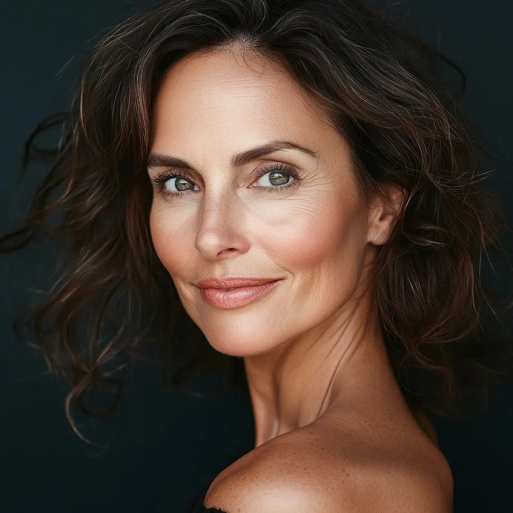 beautiful youthful middle aged woman