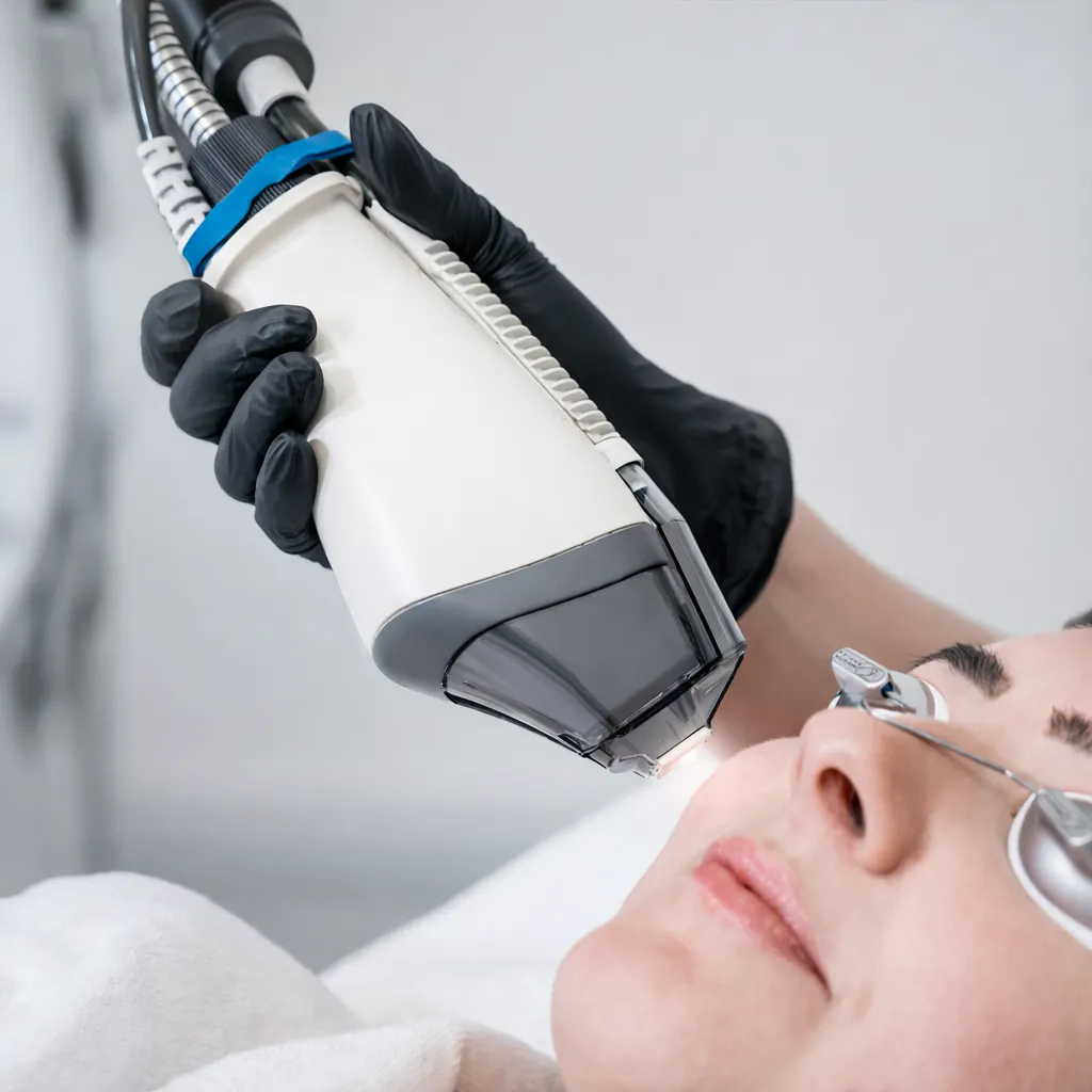patient during fraxel laser resurfacing treatment