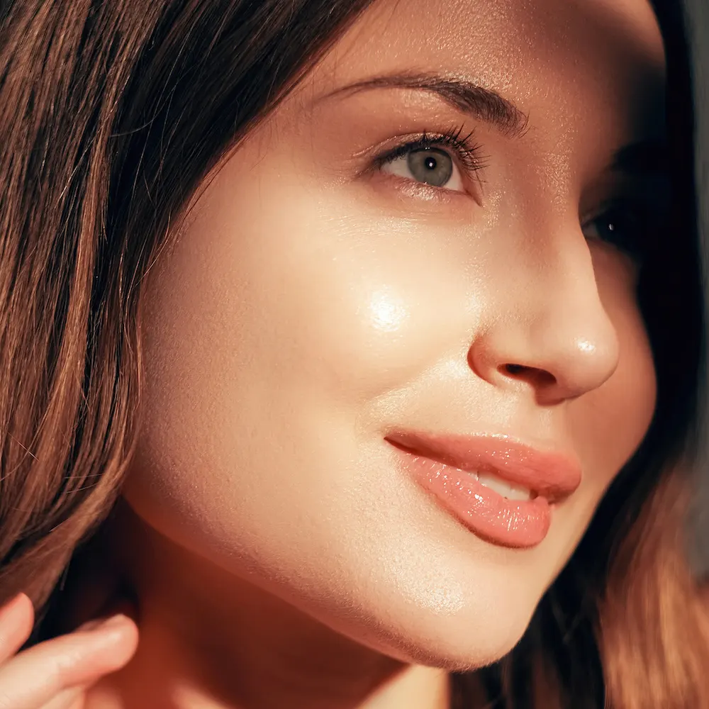 woman with glowing clear and even skin after laser treatment