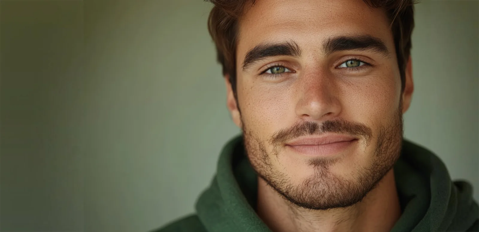 young confident man with clear healthy skin