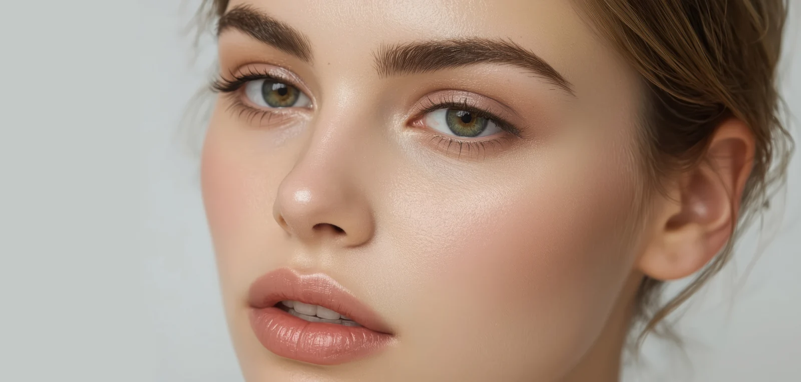 gorgeous woman close up of smooth skin on face
