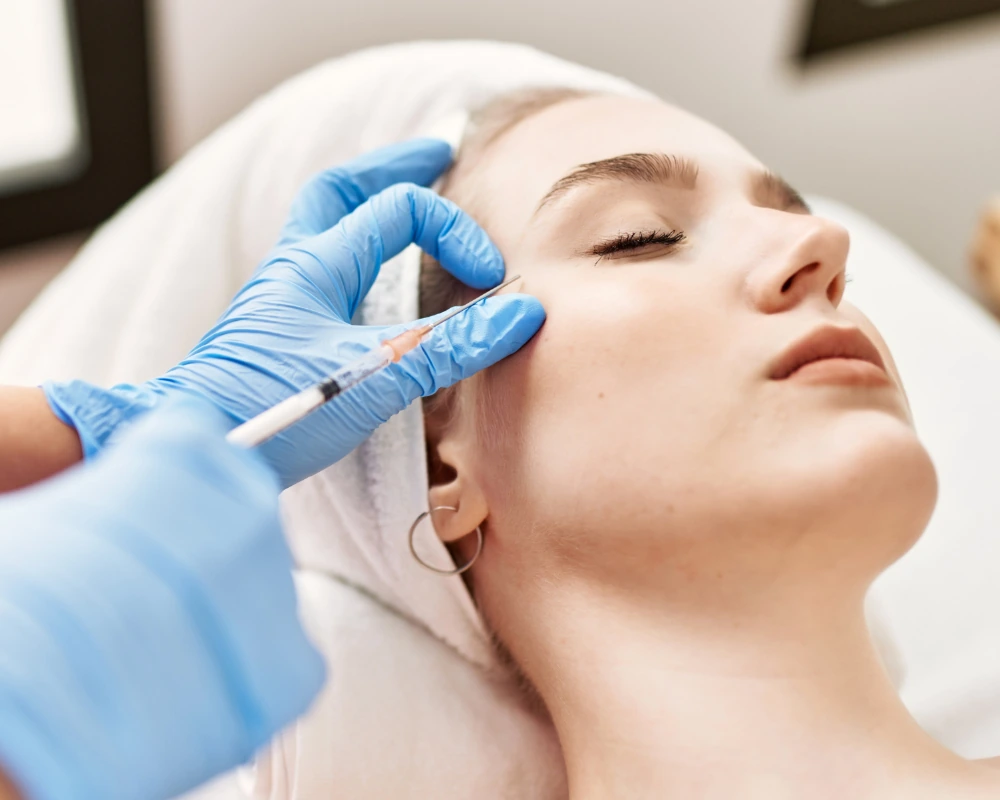 woman receiving botox injection