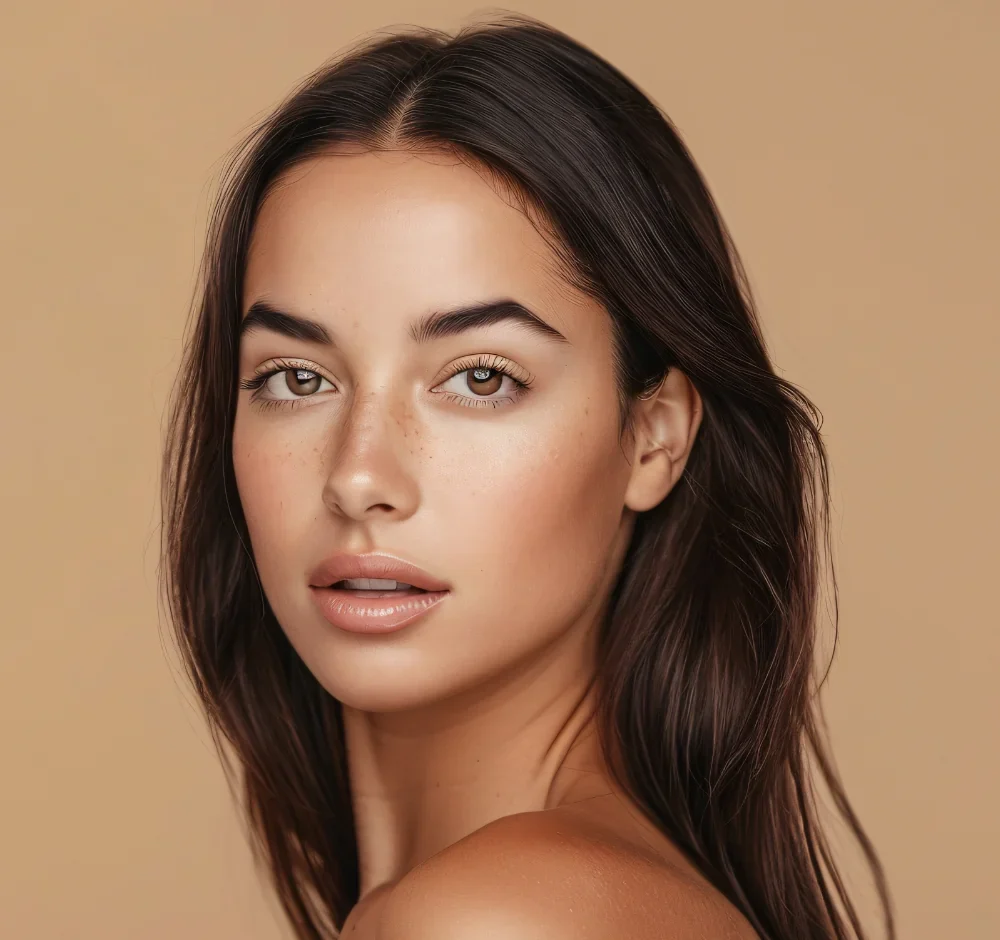 beautiful confident woman with clear radiant skin